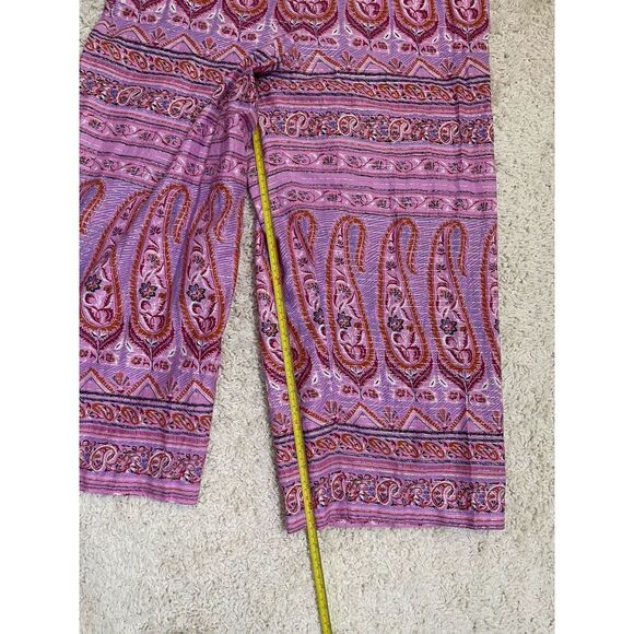J. Crew Point Sur Size 14 Jumpsuit Romper Wide Leg Crop Pink Paisley Cotton - Picture 12 of 16